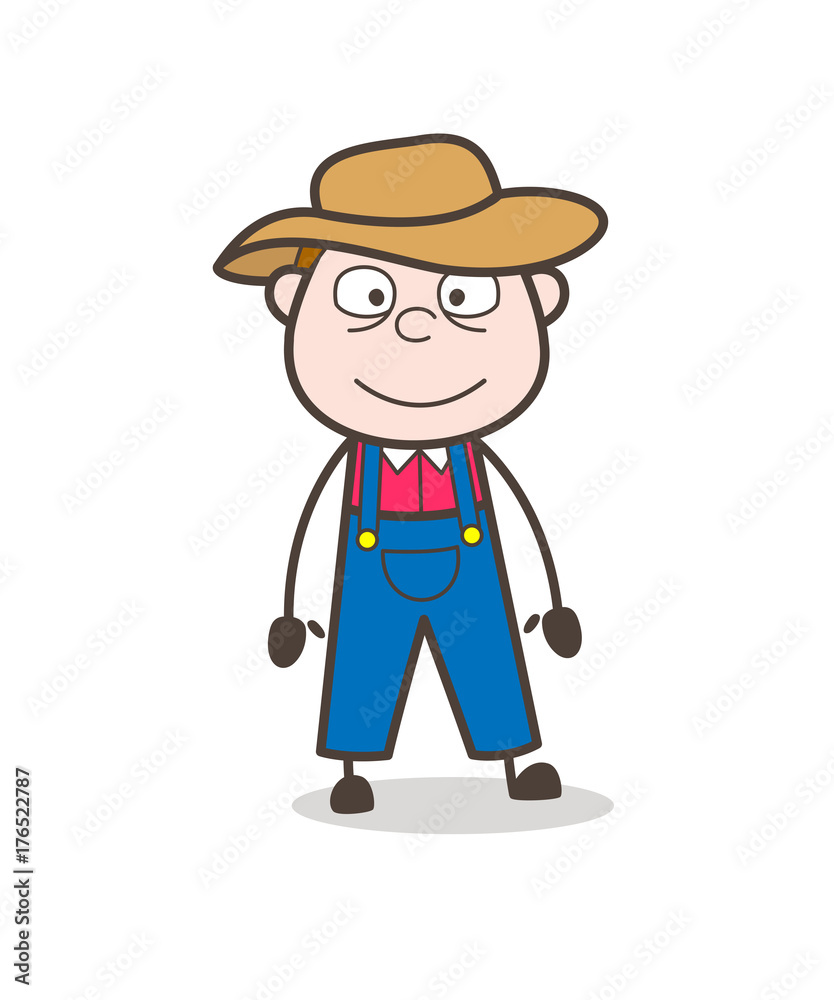 Cartoon Smiling Young Farmer Character Face Vector