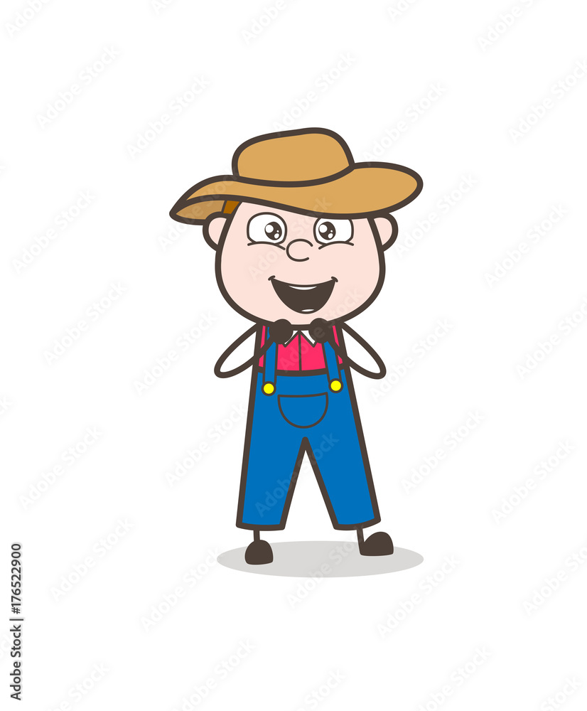 Cheerful Cartoon Farmer Laughing Face Vector Illustration Cheerful Cartoon Farmer Laughing Face Vector Illustration