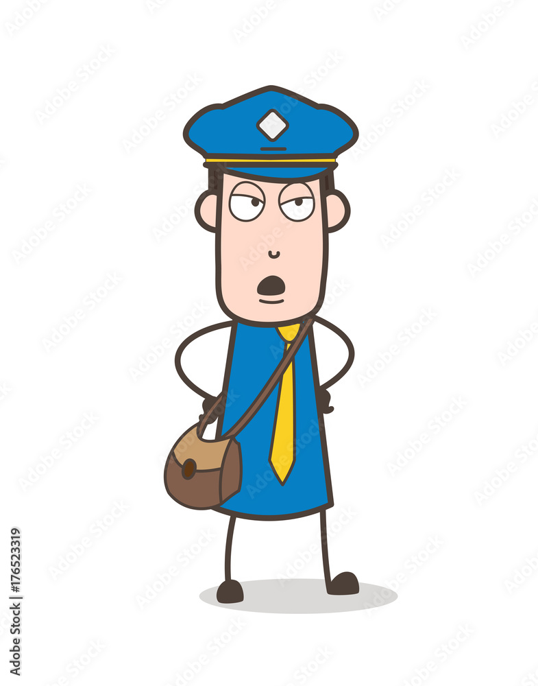 Cartoon Postboy in Anger Mood Vector Cartoon Postboy in Anger Mood Vector