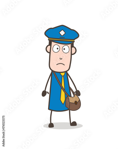 Shocked Mailman Face Expression Vector Illustration