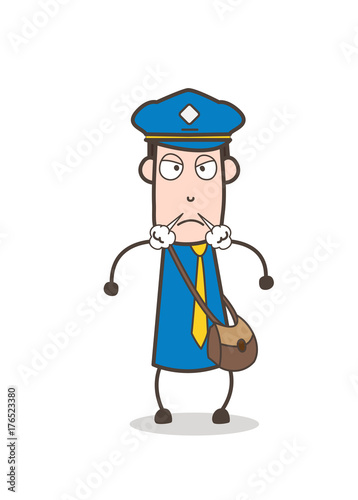 Aggressive Postman Face with Steam from Nose Vector