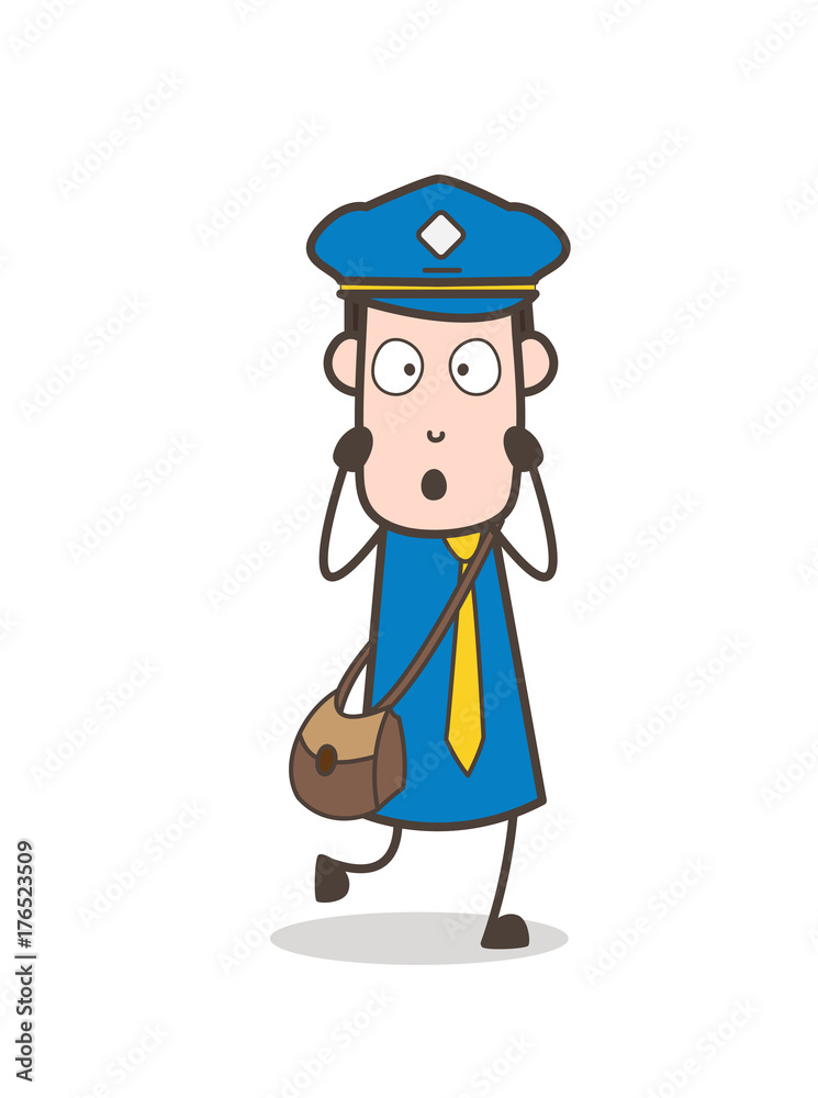 Shocked Postman Astonished Face Vector Shocked Postman Astonished Face Vector