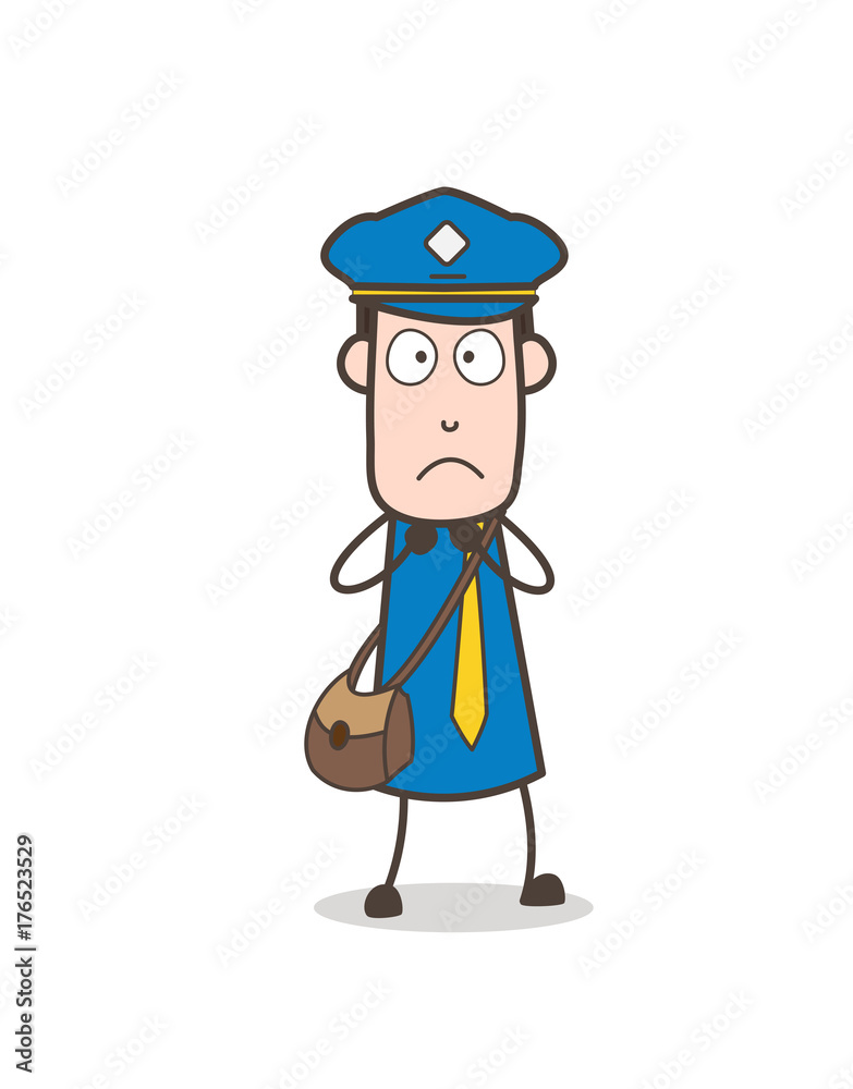 Anguished Postman Face Expression Vector