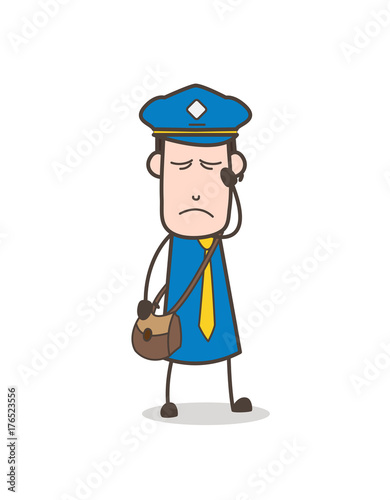 Upset Postboy Character Face Expression Vector