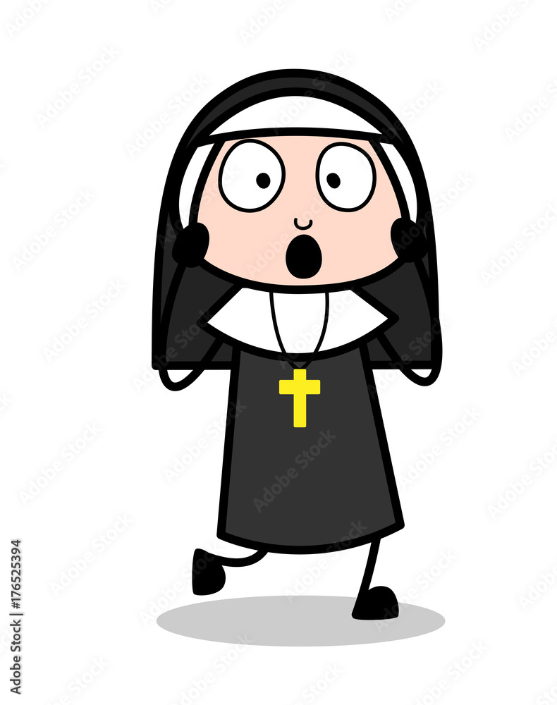 Fearful Nun Character Face Expression