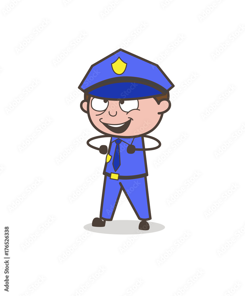 Joyful Inspector Laughing Face Vector