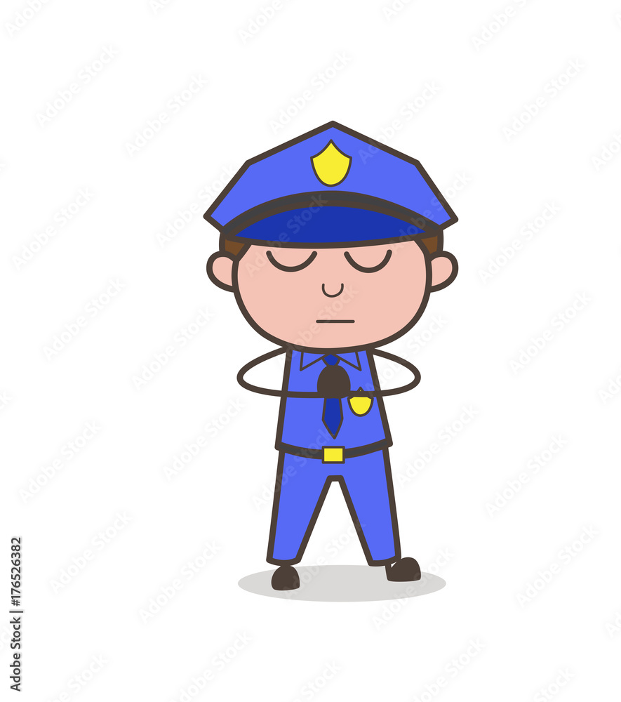 Cartoon Indian Officer Doing Worship Vector Cartoon Indian Officer Doing Worship Vector