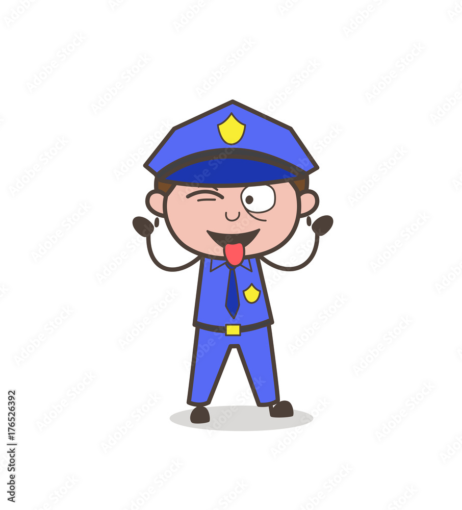 Naughty Officer Teasing with Tongue-Out Face Naughty Officer Teasing with Tongue-Out Face