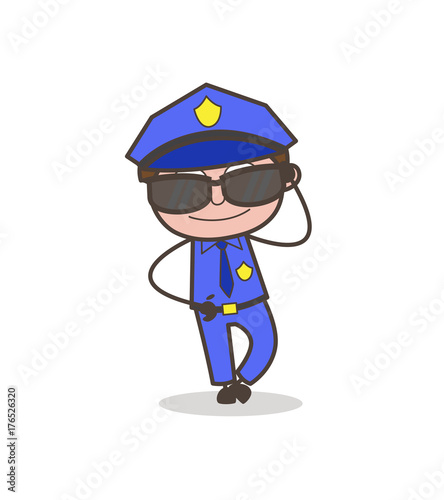 Modern Officer with Trendy Sunglasses Vector