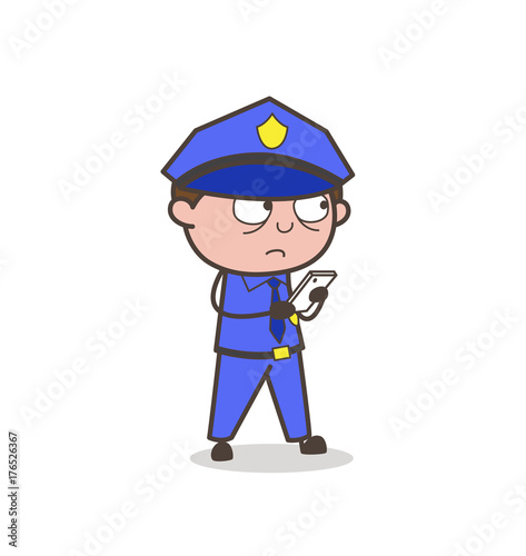 Cartoon Inspector Chatting on Mobile Vector