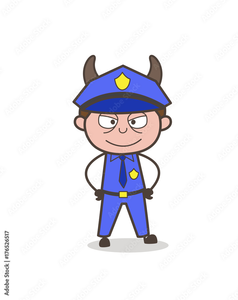 Happy Inspector with Horns Vector