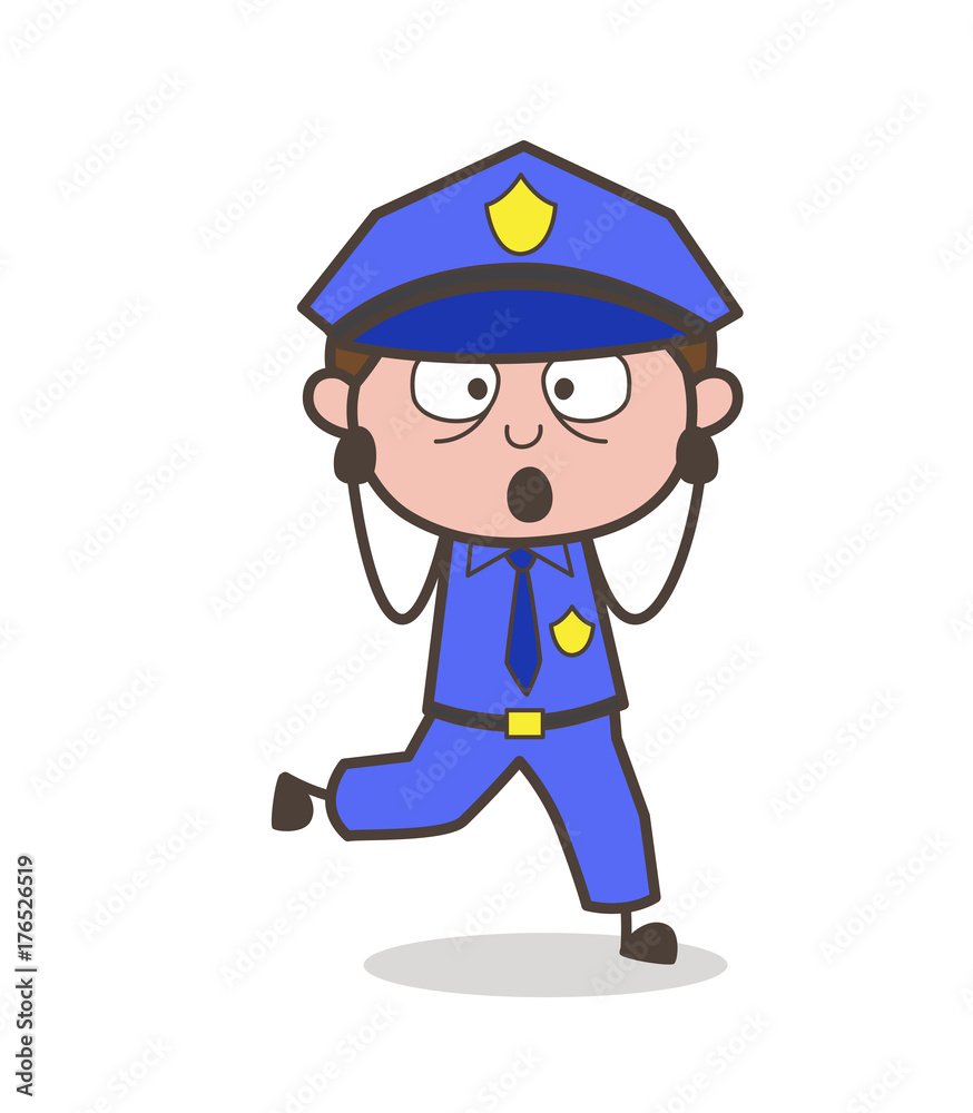 Surprised Policeman Face Expression Vector