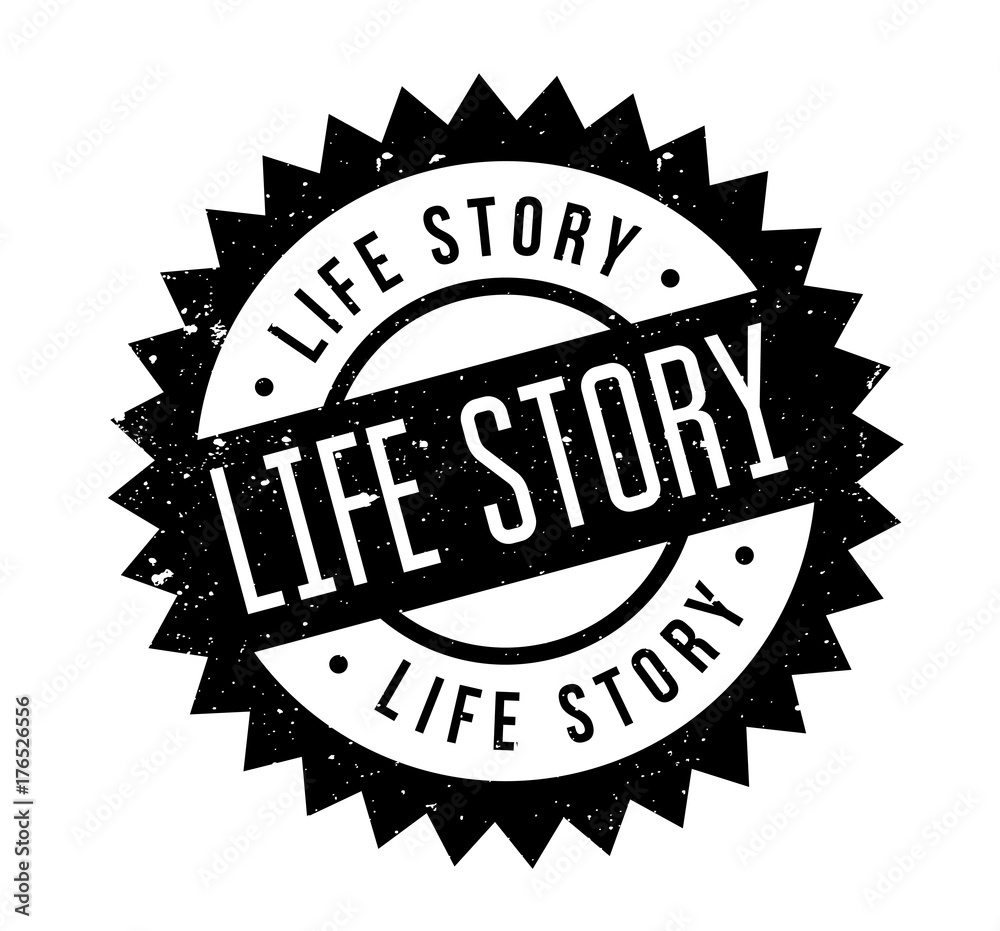 Life Story rubber stamp. Grunge design with dust scratches. Effects can be easily removed for a clean, crisp look. Color is easily changed.