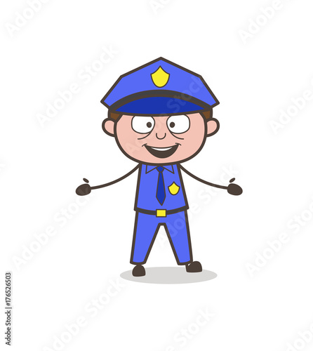 Excited Cartoon Sheriff Expression Vector