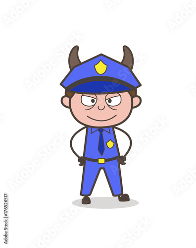 Happy Inspector with Horns Vector