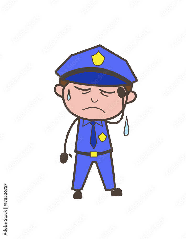 Upset Safety-Officer Sad Face Expression Vector Upset Safety-Officer Sad Face Expression Vector