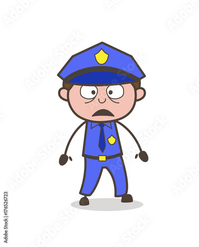 Cartoon Serviceman Astonished Face Vector