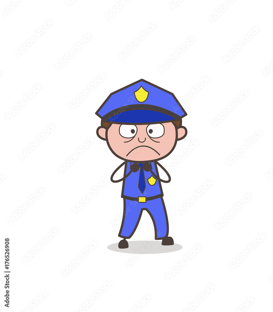 Cartoon Custom-Officer Frowning Face