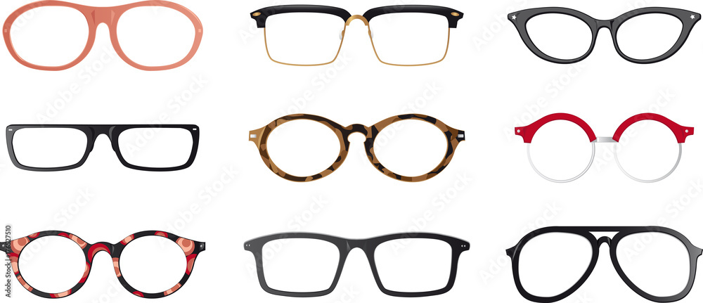 Set of realistic eyeglasses frames, EPS 8 vector illustration, no transparencies, no mesh - obrazy, fototapety, plakaty 