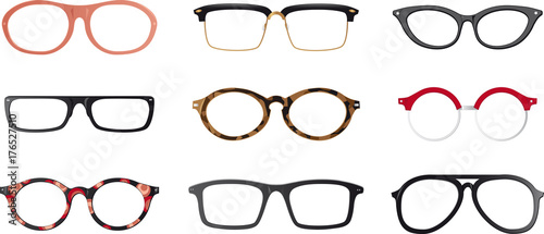 Set of realistic eyeglasses frames, EPS 8 vector illustration, no transparencies, no mesh photo