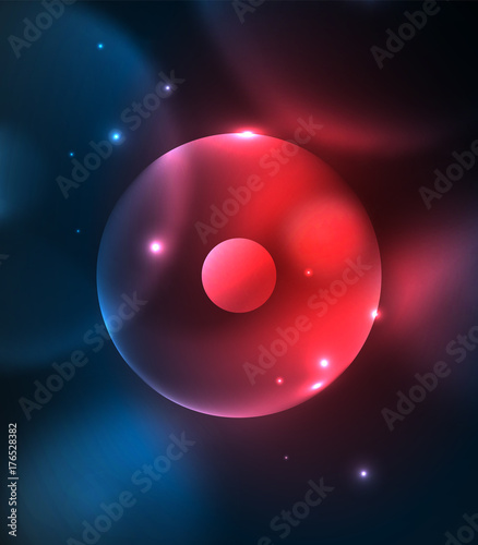 Blurred glowing circles, digital abstract background