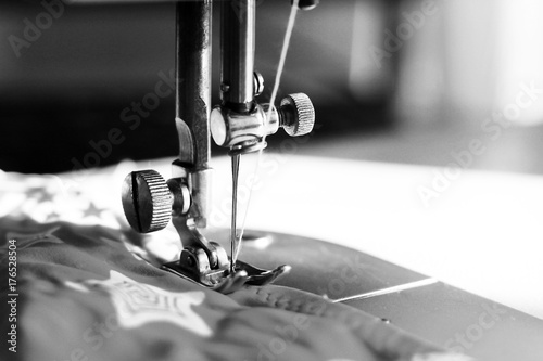 Close-up detail of the sewing machine