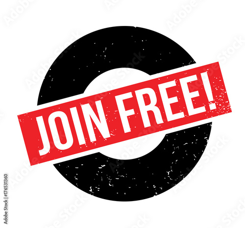 Join Free rubber stamp. Grunge design with dust scratches. Effects can be easily removed for a clean, crisp look. Color is easily changed.