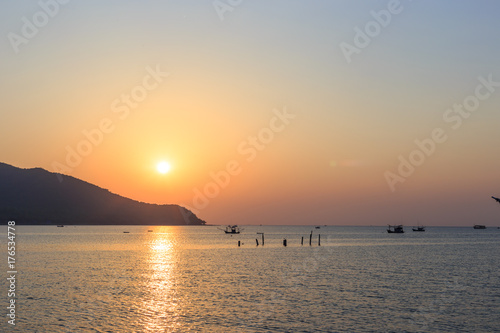 beautiful sunset on the sea at Thailand seascape
