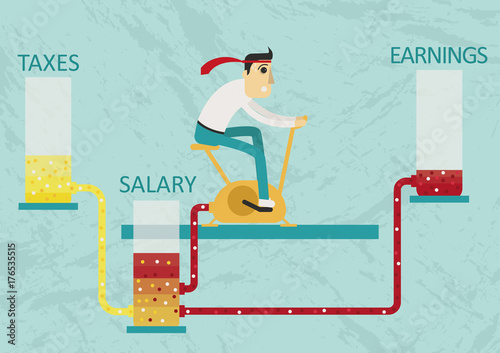 Reality of the modern economic system -the more you earn, the more you spend and pay taxes, but the earnings remains the same or even decreases  