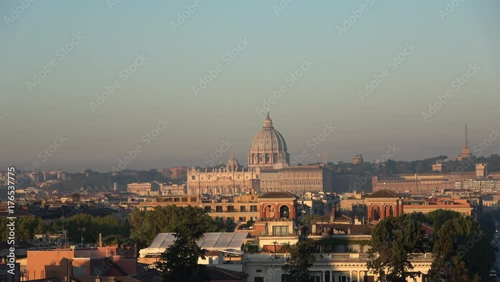 Rome skyline featuring St Peters basilica, zoom in Rome skyline featuring St Peters basilica, zoom in