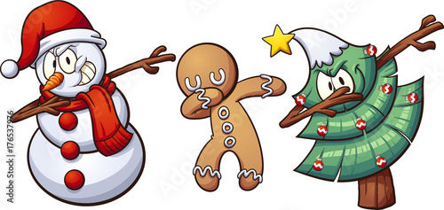 Christmas dabbing characters. Vector clip art illustration with simple gradients. Each on a separate layer. 