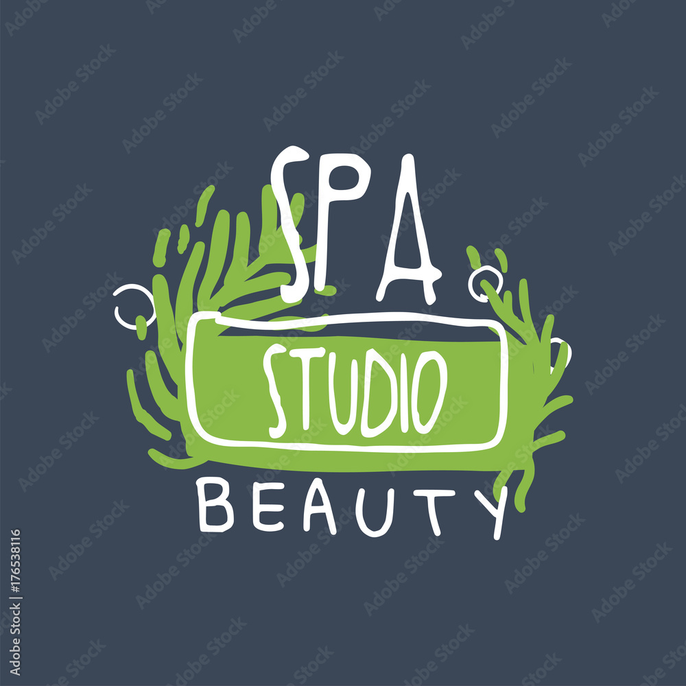 Naklejka premium Spa, beauty studio logo design, emblem for wellness, yoga center hand drawn vector Illustration