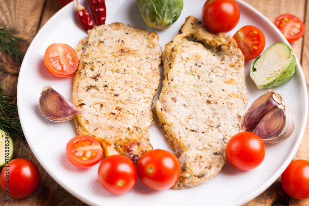Fried pork meat and vegetables Fried pork meat and vegetables