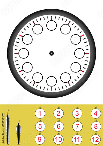 let's make a clock, worksheet for kids