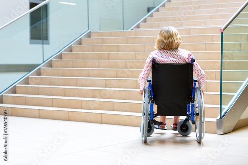 woman on wheelchair and stairs
