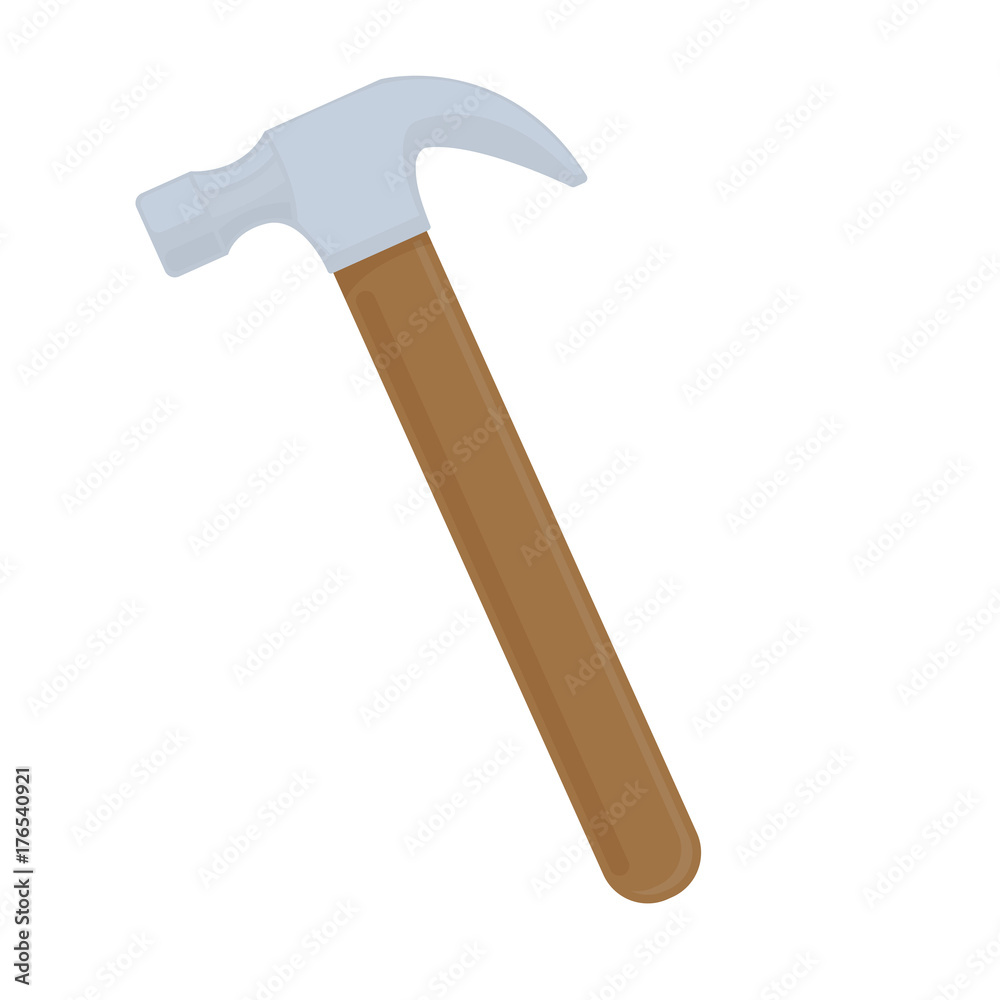 Claw hammer on white background, cartoon illustration of repair tool. Vector Claw hammer on white background, cartoon illustration of repair tool. Vector