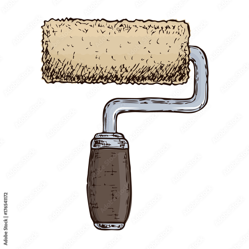 Hand drawn paint roller Tool for painting surfaces during repairs Doodle  style Sketch Vector illustration 8344265 Vector Art at Vecteezy