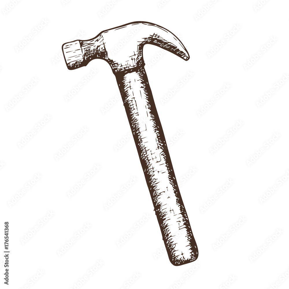 Claw hammer on white background, cartoon illustration of repair tool.  Vector Stock Vector