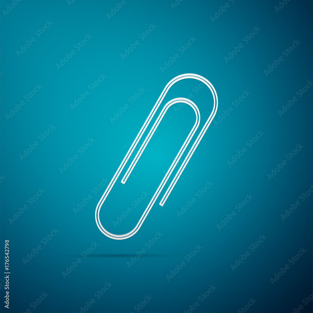 Paper clip icon isolated on blue background. Flat design. Vector Illustration Paper clip icon isolated on blue background. Flat design. Vector Illustration