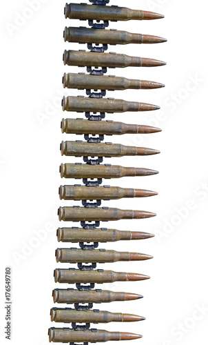 chain of ammo on white background