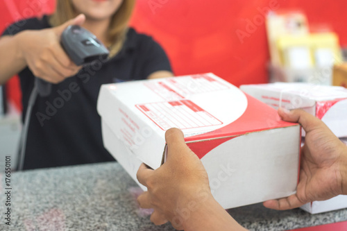woman working at the post office