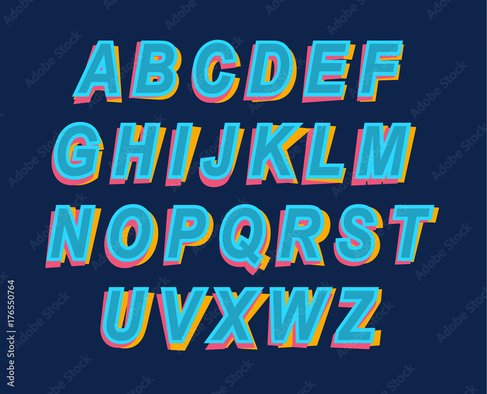 Cartoon Style Colorful Alphabet font for party invitation or event posters.
