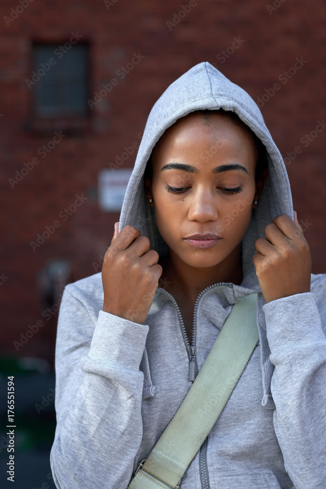 hoodie woman portrait Stock Photo | Adobe Stock