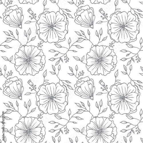 Seamless vintage flower vector pattern