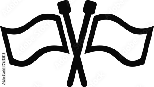  Double Flag - Two Crossed Blank Outline Flags