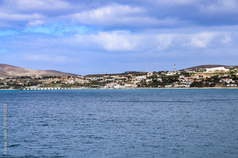 Looking at the town of Vila Baleira, Porto Santo from the harbour