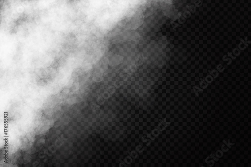 Vector realistic isolated smoke effect on the transparent background. Realistic fog vector illustration.