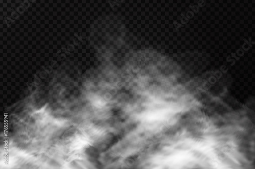 Vector realistic isolated smoke effect on the transparent background. Realistic fog vector illustration.