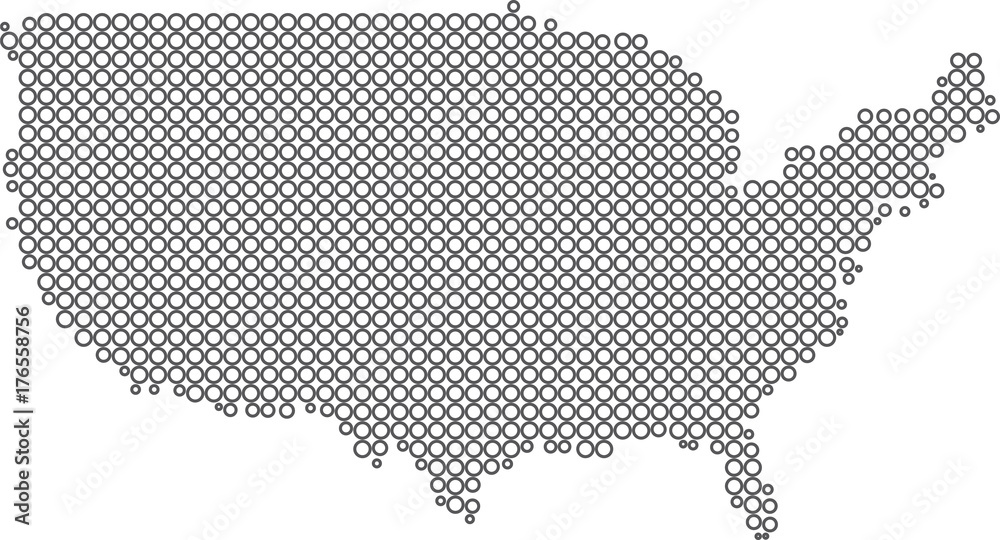 USA circles map. vector illustration