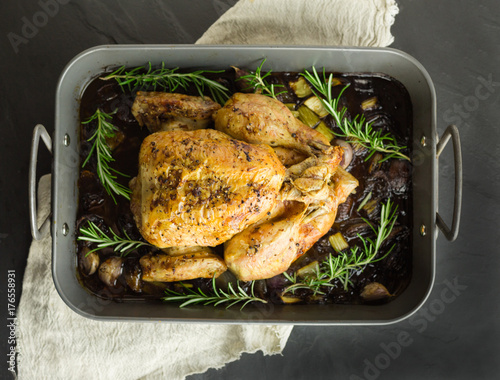 Whole roast chicken photo